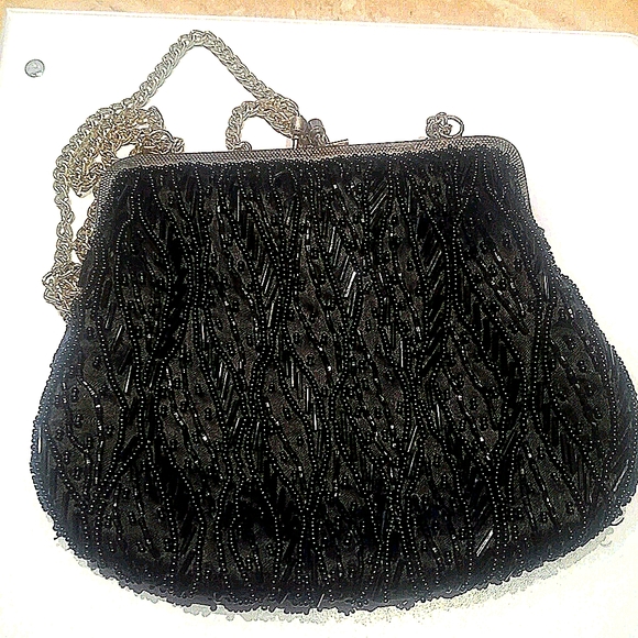 vintage sequin black bag/ purse - Picture 2 of 3